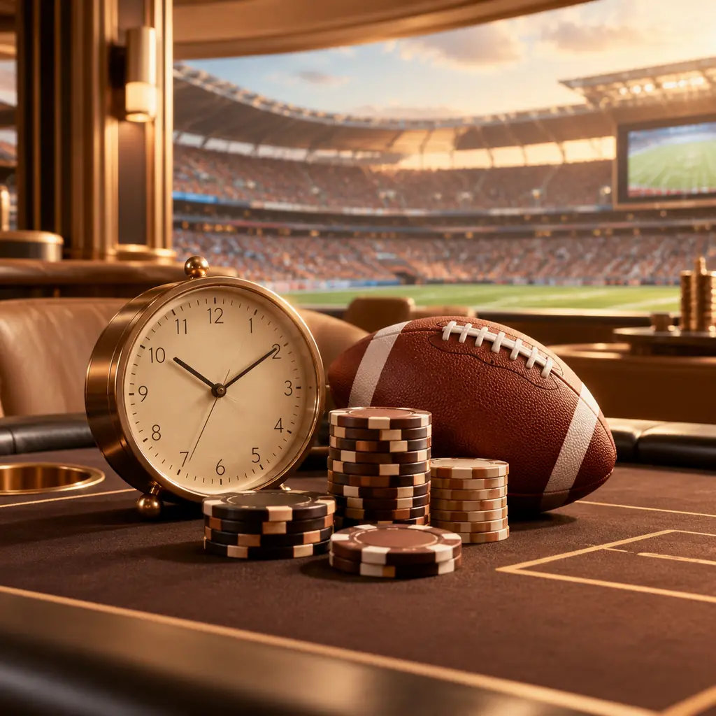 Jam analog dan bola sepak di ruang sportsbook kasino